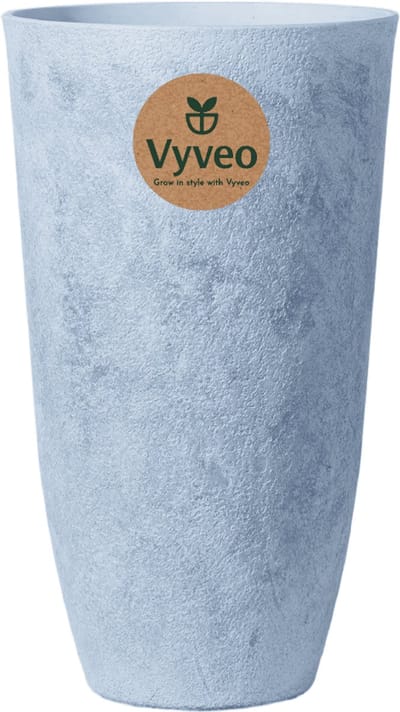 Vyveo - Bloempot Tower - 35x61 - Lichtgrijs (Retro) - Bloempot voor binnen en buiten - Lichtgewicht - Breukbestendig - Vorstbestendig - UV-bestendig