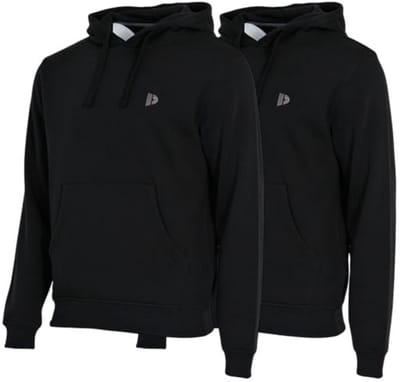 2-Pack Donnay - Fleece sweater met capuchon (Sem) - Sporttrui - Heren - Black (020) - maat S