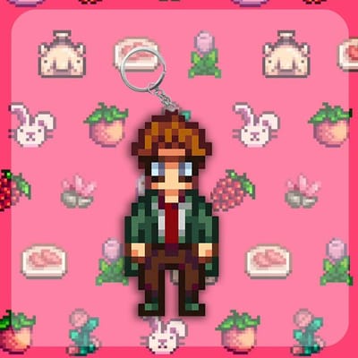 Alex Stardew Valley Sleutelhanger Elliott Spel Figuur Anime Cartoon Cosplay Accessoires Haley Emily Pixels Student Kawaii Verjaardagscadeau 4-5cm gray