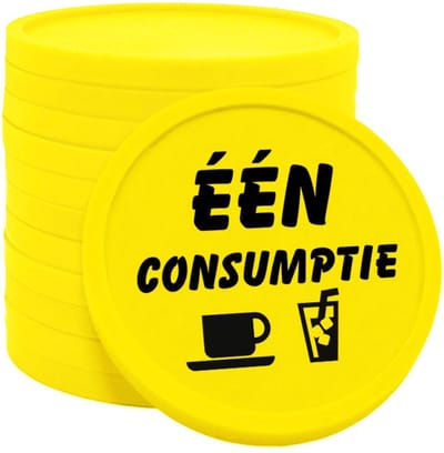 CombiCraft Consumptiemunten één consumptie Ø29mm neon geel - enkelzijdig bedrukt - 100 stuks