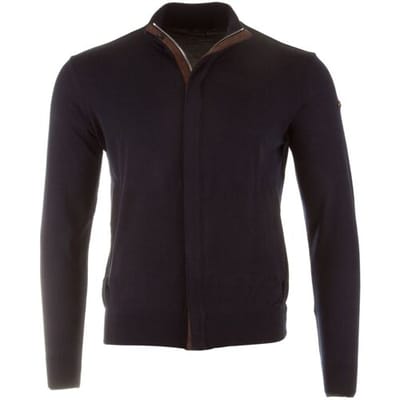 Paul & Shark Vest Wool Full Zip Alcantara Trimmings Navy / male