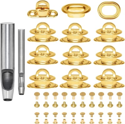 Verstelbare Messing Twist Lock voor Ovale Ogen, Verchroomd, Geschikt voor Aanhangwagens en DIY Tassen, Inclusief Oogjes en Sluitingen