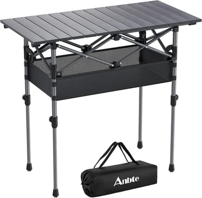 Thijox - Draagbare klaptafel 82x40 cm van aluminium, multifunctioneel, zwart, ideaal voor camping, tuin, picknick, strand, kantoor, balkon en binnenge
