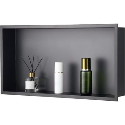 VEVOR Douchenis, 10,16 x 33,02 x 63,5 cm Wandnis, Zeep- en shampoo-opberger van roestvrij staal, duurzaam en eenvoudig te installeren, zwart voor de badkamer
