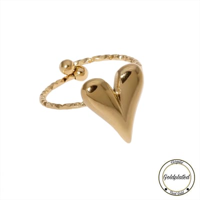Borasi Dainty Ring Goudkleurig | Goldplated | Dainty | Hartje Ring | Roestvrijstaal | Dames Sieraden | Ringen |