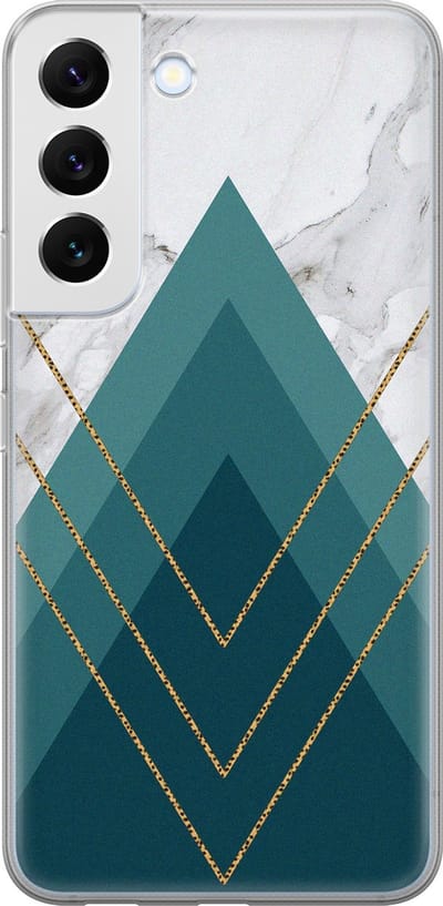 Leuke Telefoonhoesjes - Hoesje geschikt voor Samsung Galaxy S22+ - Geometrisch blauw - Soft case - TPU - Print / Illustratie - Blauw