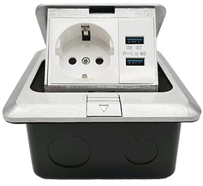 Vloerstopcontact met USB-inbouwstopcontact en 2-poorten adapter voor keuken en kantoor