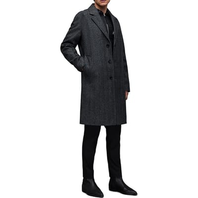 AllSaints Ormond Coat Black/white Size: S | Single Breasted Coats Outlet | Heren | Grijs