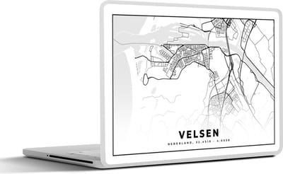 Laptop sticker - 15.6 inch - Stadskaart - Velsen - Nederland - 36x27,5cm - Laptopstickers - Laptop skin - Cover
