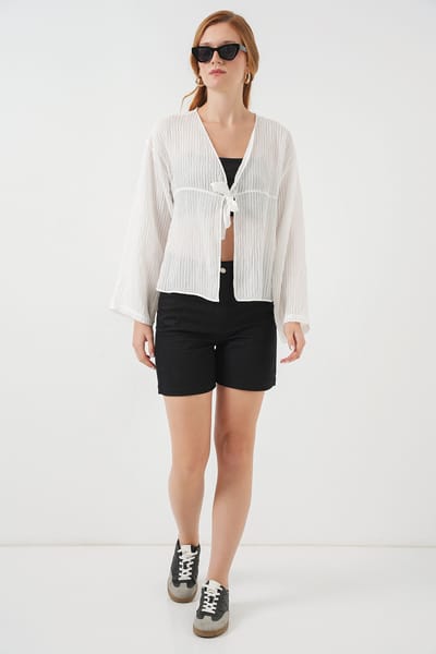 V-hals Blouse met Strik