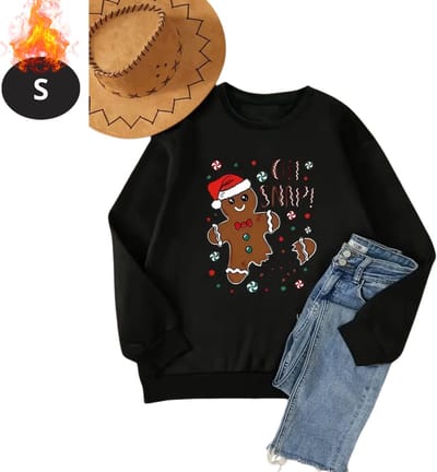 Bovista Kersttrui - Dames - Foute Kersttrui - Christmas Sweater - Cartoonprint - Kerst Sweater - Christmas Jumper - Pyjama - Zwart - S