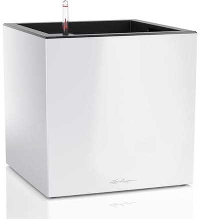 LECHUZA CANTO Premium 40 low - Plantenbak - met uitneembare binnenbak - met bewateringssysteem - ALL-IN-ONE set met LECHUZA-PON - wit hoogglans
