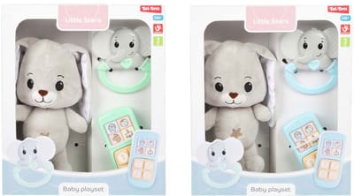 Toi-Toys Little Stars Baby Cuddly Toy Plush Rabbit with Rattle and Telephone 3-piece.