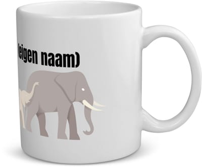 Akyol - olifant en kleine met eigen naam koffiemok - theemok - Olifant - dieren liefhebber - iemand die houdt van olifanten - verjaardag - cadeau - kado - geschenk - 350 ML inhoud