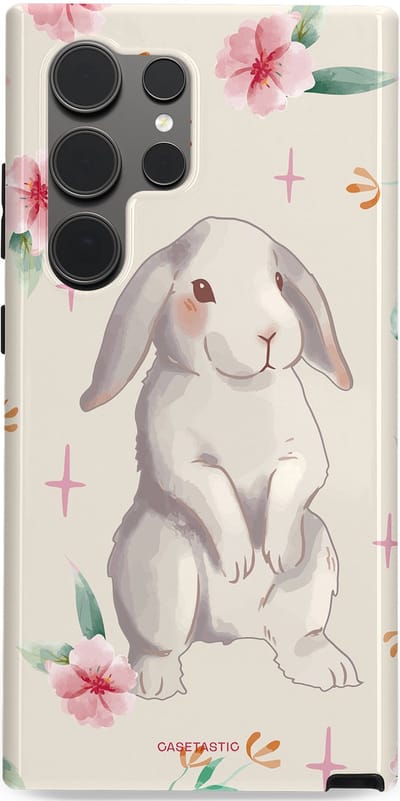 Casetastic Hoesje Geschikt voor Samsung S24 Ultra - Stijlvolle Beschermende Duo-layer Case - Klein konijntje