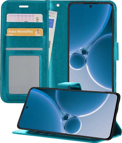Hoesje - Geschikt voor OnePlus Nord 3 - Luxe Bookcase - Walletcase Hoes - Portemonnee - Cover - Telefoonhoes - Turquoise