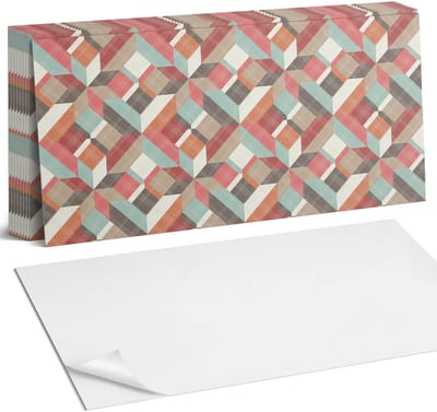 Coloray Plaktegels - Geometrie in kleurrijke vormen Zelfklevende Wandtegels - 40 cm x 20 cm - Beige Plaktegels - 10 stuks - Rechthoek PVC Tegels - Plaktegels Badkamer - Vloertegels Zelfklevend - Vinyl Tegels - Portugese Tegels