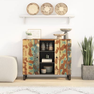 vidaXL - Dressoir - met - 2 - deuren - 90x33x75 - cm - massief - gerecycled - hout