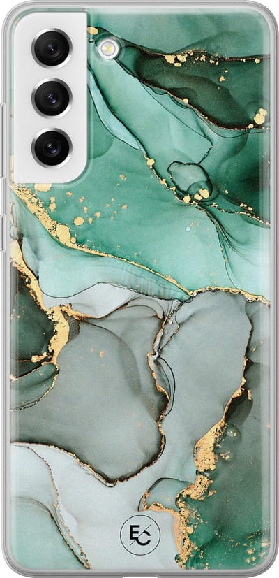 Hoesje geschikt voor Samsung Galaxy S21 FE - Marble Design - Soft Case - TPU - Marmer - Groen - ELLECHIQ