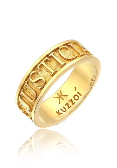 KUZZOI - Ring - Heren Band Belettering Massief in 925 Sterling Zilver - Heren