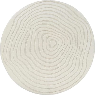 Rond Vloerkleed Elio – Japandi, Laagpolig met 3D-Effect in Crème-Ø 120 cm