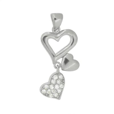 Blinx Jewels Zilveren Hanger Hartjes Verschillende Stijlen Geperforeerd Gepolijst Steentjes Zirkonia