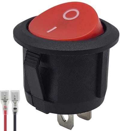 ProRide Wipschakelaar ON/OFF KCD2-202 - met Aansluitkabel - 2-pins - Rond ⌀20mm - 250V/6A - Rood