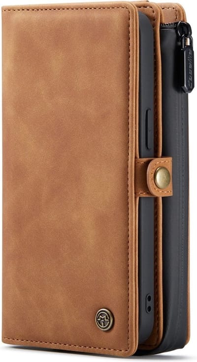 Casemania Hoesje Geschikt voor Apple iPhone 13 Sienna Brown - Luxe 2 in 1 Portemonnee Book Case met Extra Vakken