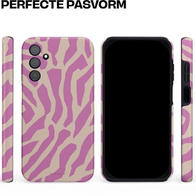 Casetastic hoesje geschikt voor Samsung Galaxy A15 5G / Samsung Galaxy A15 4G - Dubbellaagse bescherming - Zebra Roze Magenta Flow - Fashion Case - Lila Zand