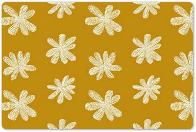 Placemats 45x30 cm - Placemat kunststof - 1 stuk - Bloem - Speels - Okergeel - Borden onderleggers - Decoratie voor op tafel - Keuken tafeldecoratie accessoires - Vinyl onderlegger - Tafelversiering