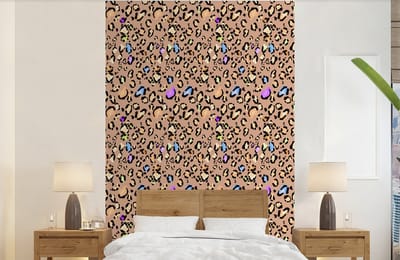 Behang - Fotobehang Panterprint - Regenboog - Patroon - Breedte 140 cm x hoogte 220 cm