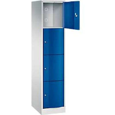 C+P lockerkast Resisto, 1 vak, 4 vakken, B 396 x D 540 x H 1950 mm, lichtgrijs/lichtblauw