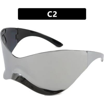 Nieuwe Future Tech Super Grote Y2K Zonnebril Punk Masker Geïntegreerd Modieus Trendy Accessoire gray