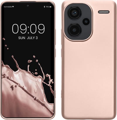 kwmobile telefoonhoesje geschikt voor Xiaomi Redmi Note 13 Pro+ 5G / Redmi Note 13 Pro Plus 5G - Hoesje voor smartphone - Back cover in metallic roségoud