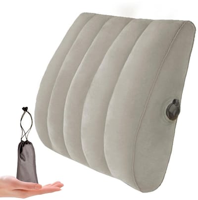 Dailygoods- Lendensteunkussen opblaasbaar - Rugkussen voor autostoel/bureaustoel - Draagbaar kussen - Verstelbaar - Opbergtas - Afmetingen 40 x 35 x 12 cm