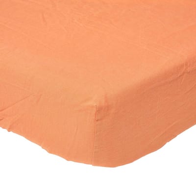 Homescapes linnen hoeslaken 90 x 190 cm - oranje