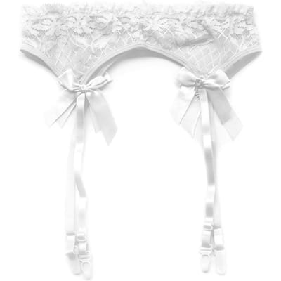 Jarretelles Ceinture Nœud en Dentelle Noir/Rouge/Rose/Blanc Lingerie Sexy Transparente Ceinture Bretelles Réglable Pour Bas Cuisse One Size white
