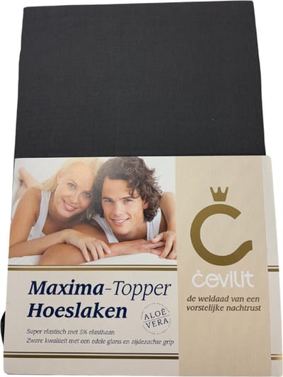 Cevilit – Maxima Hoeslaken Grijs – Voor toppers – Maat 80/90/100 tm 200 – Aloë vera – Jersey Stretch – Extra Zwaar – Hoekhoogte ca 20cm - Zijdezachte grip – anti pilling - Strijkvrij