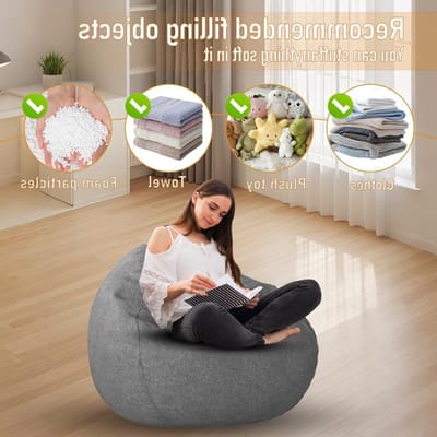 Zachte en Wasbare Bean Bag Cover voor Kinderen en Volwassenen - XL Zitzak voor Binnen en Buiten, Perfect voor Speelgoed en Ontspanning