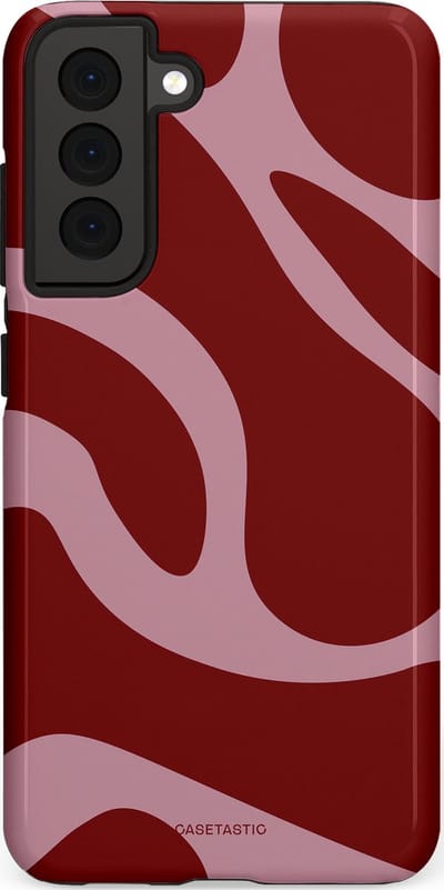 Casetastic hoesje geschikt voor Samsung Galaxy S21 FE 5G - Dubbellaagse bescherming - Roze Rode Framboos Blobs - Fashion Case - Bordeaux Lila