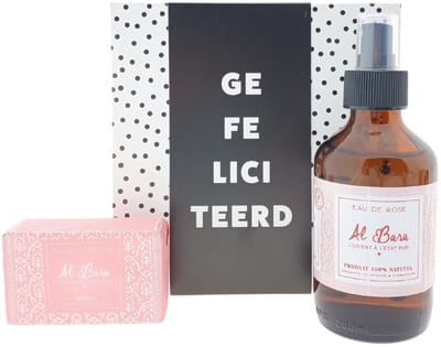 Al Bara Cadeauset Rozenwater & Syrische Rozenzeep + Chocoladewens – Verwenpakket voor Vrouwen