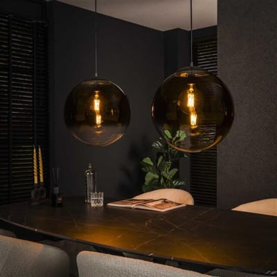 Hoyz Collection - Hanglamp 2L Bubble Shaded XL - Artic Zwart - 40x110x150