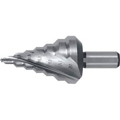 RUKO stappenboor, HSS spiraalgroef, Ø 5-28 mm, L 69 mm, 7 stappen, 2 snijkanten, punthoek 118°, schacht Ø 10 mm