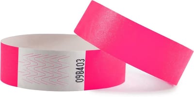 CombiCraft Blanco Tyvek Polsbandjes Neon Roze- 50 stuks - Hoge kwaliteit