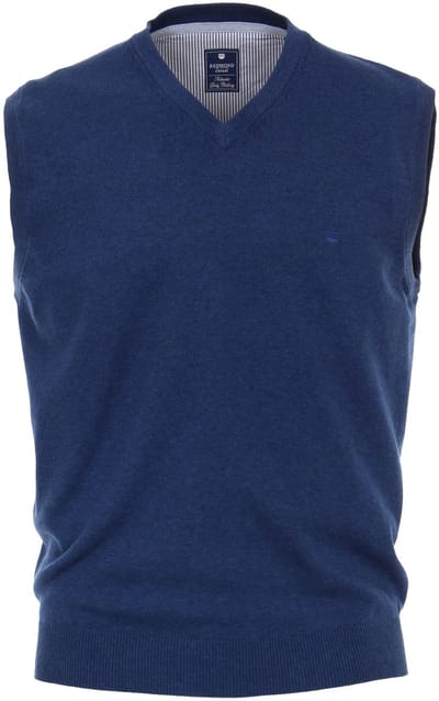 Redmond heren spencer katoen - V-hals - jeansblauw