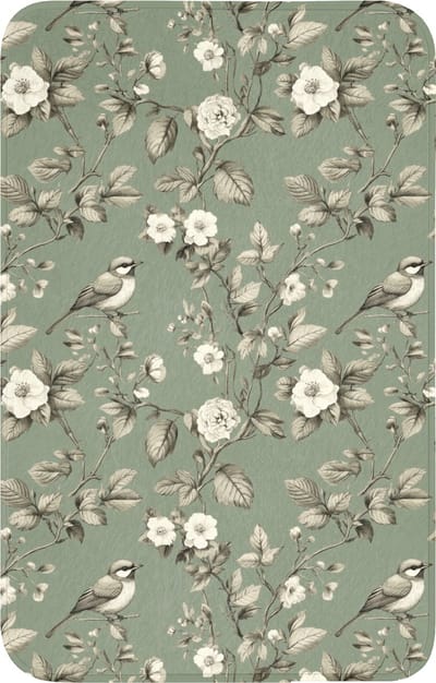 WC mat 50x80 cm - Antislip - Botanisch - Vogels - Groen - Toiletmat - Vloermat - Douchemat - Toilet tapijt - Toiletmatten