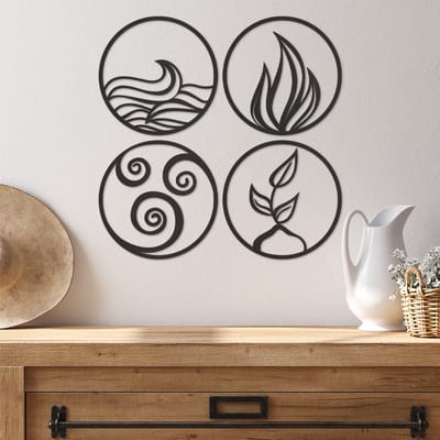 Wanddecoratie 4 Elementen - Muurdecoratie 4 Elementen - Muurdecoratie Hout - Wanddecoratie Hout - Muurdecoratie Woonkamer - Wanddecoratie Woonkamer - Wanddecoratie Industrieel - Wanddecoratie Dieren - Home Decor - Wall Line Art - 50 x 50 cm