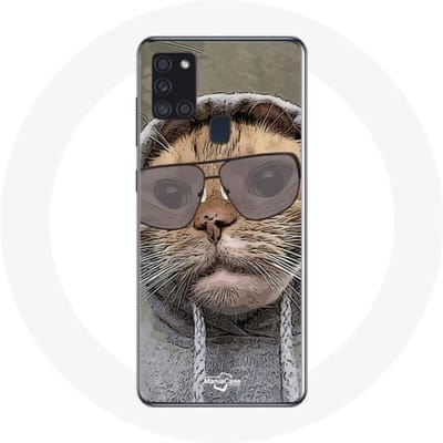 Samsung Galaxy A21S hoesje Kat met grappige fotokap Dieren
