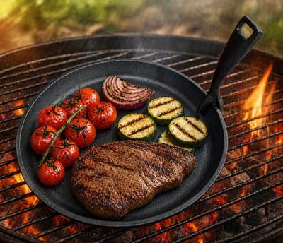 M.T.C © schaal rond ø22 cm met los handvat-pan -fajita-sizzling plate