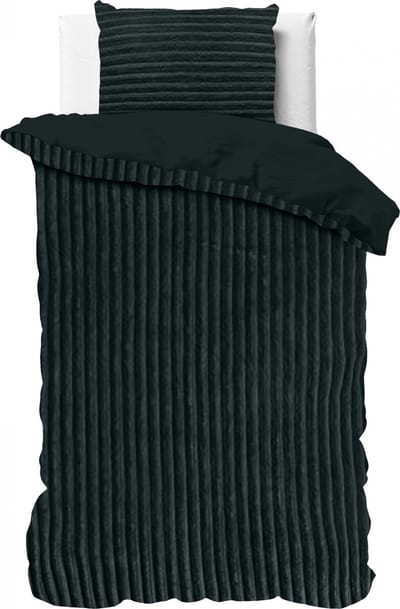 Sleeptime Teddy Rib Dekbedovertrek - 140X200/220 + 1 x kussensloop 60x70 - Antraciet